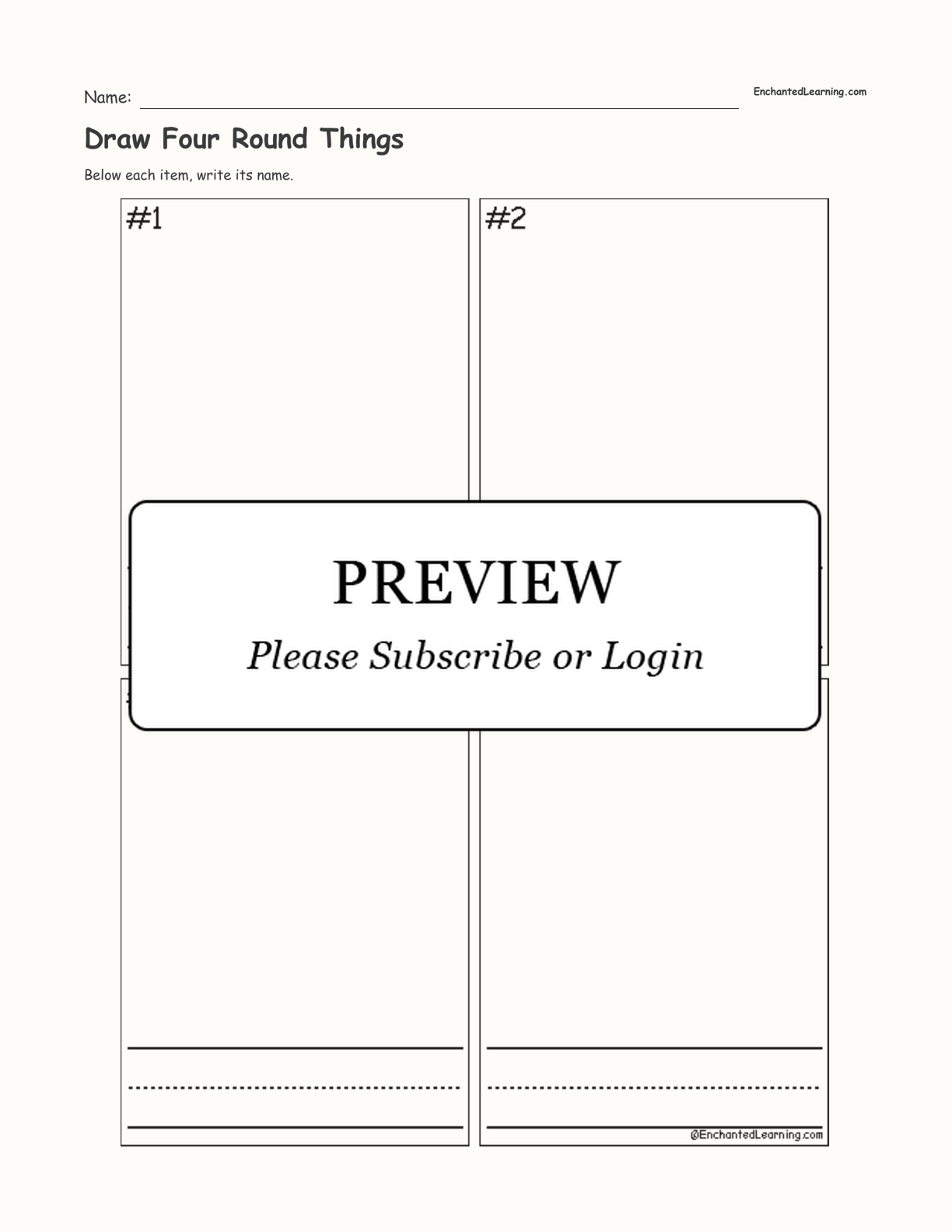 Draw Four Round Things interactive worksheet page 1