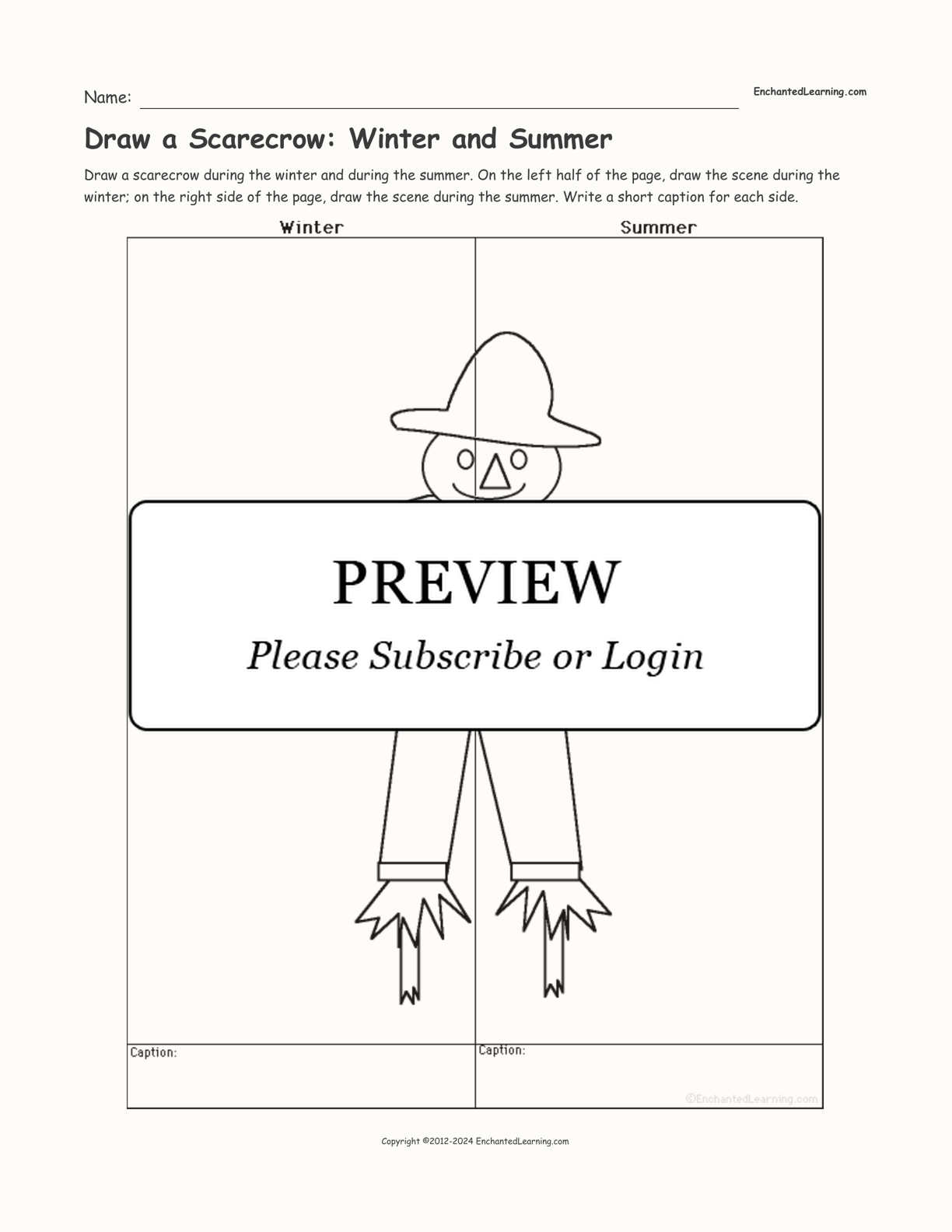 Draw a Scarecrow: Winter and Summer interactive worksheet page 1