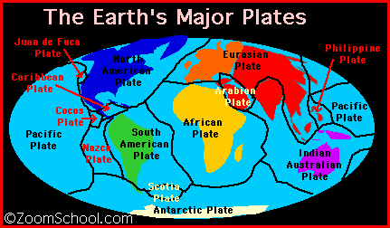 A map of the major tectonic plates