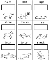 Search result: 'Writing Animal Anagrams with Pictures Worksheet #3'