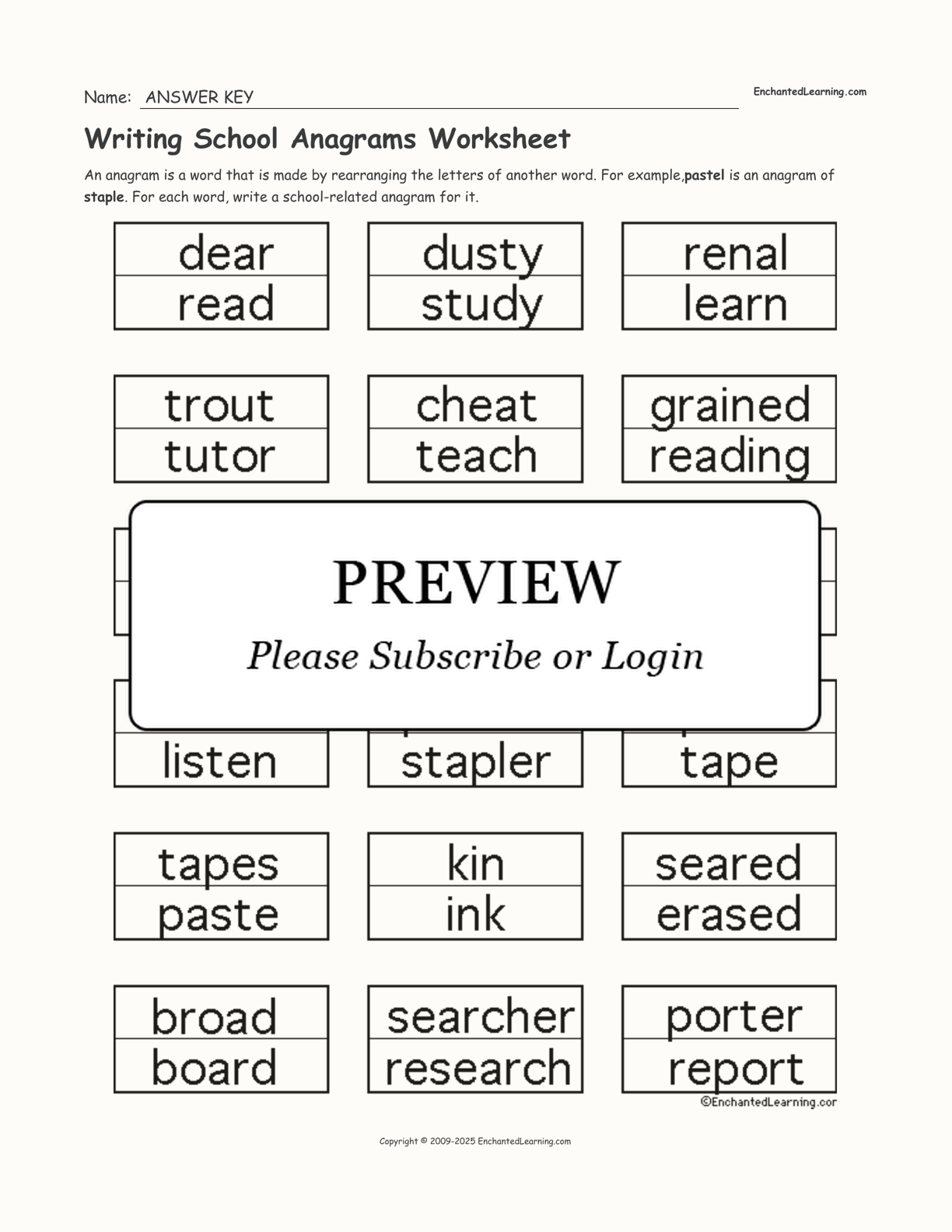 Writing School Anagrams Worksheet interactive worksheet page 2