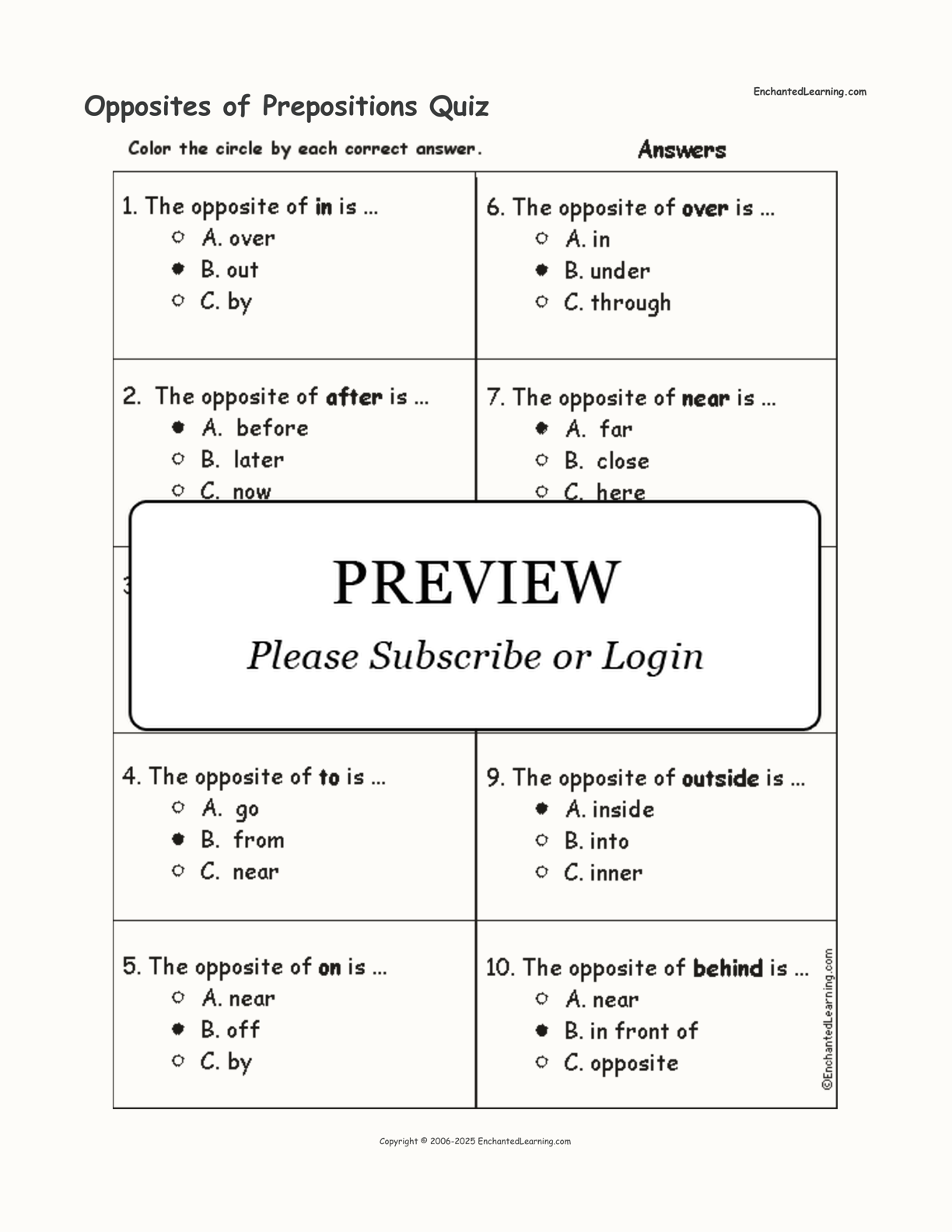 Opposites of Prepositions Quiz interactive worksheet page 2