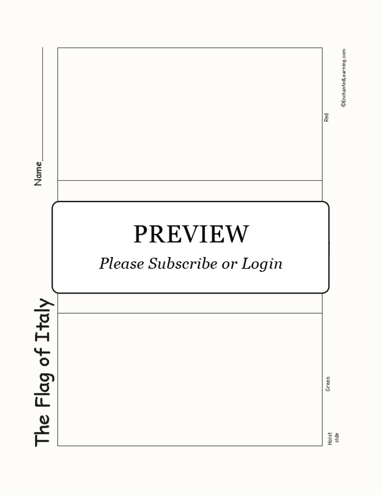 Flag of Italy Printout interactive printout page 1