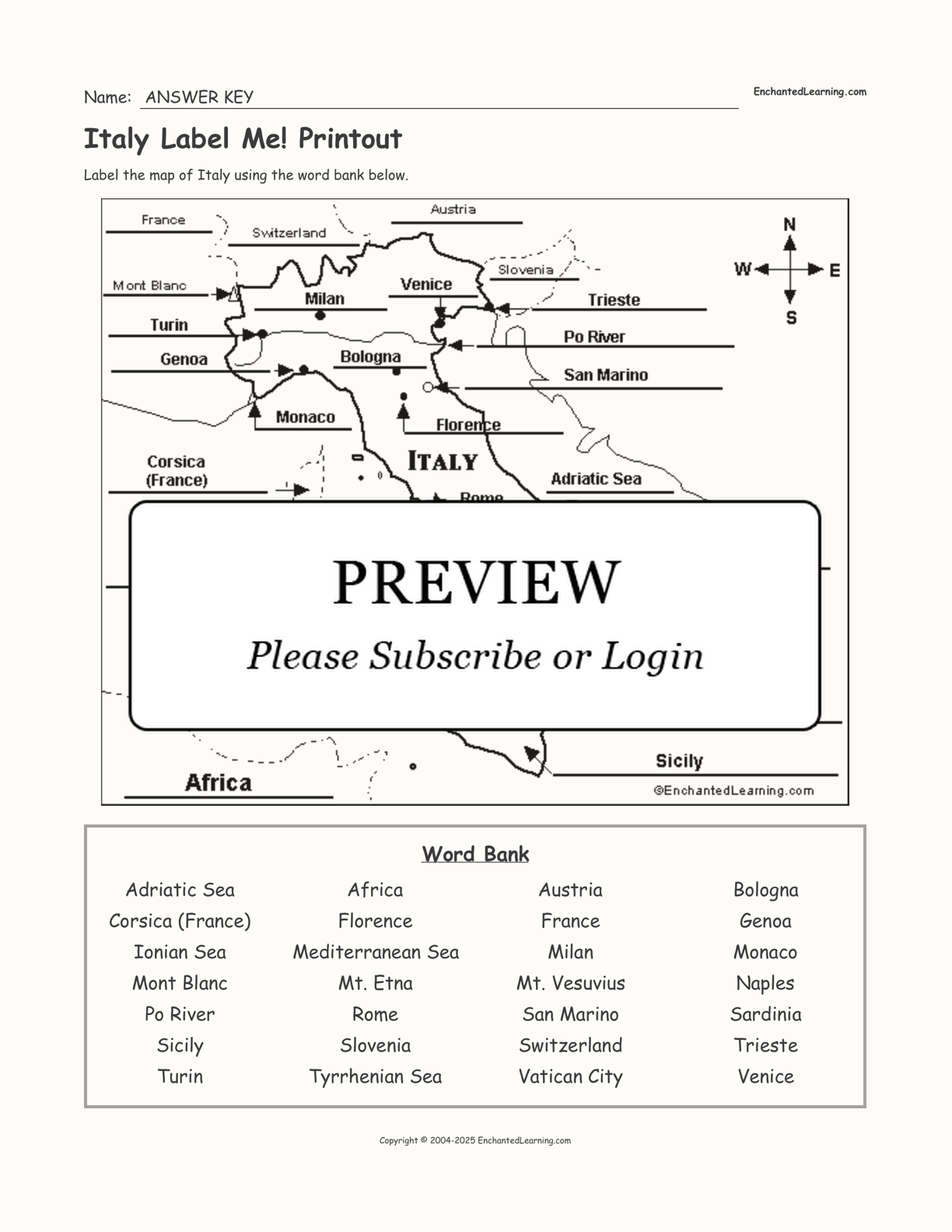 Italy Label Me! Printout interactive worksheet page 2