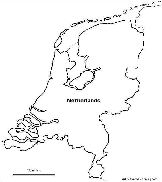 Outline Map Research Activity #3 - Netherlands - EnchantedLearning.com