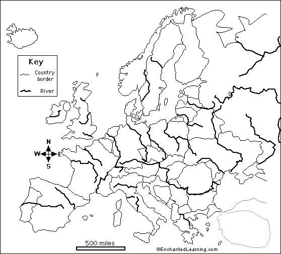 outline map European rivers