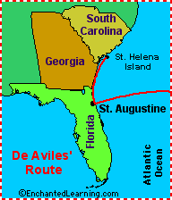 Map of de Aviles' Route