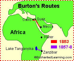 Map of Burton's Routes
