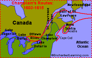 Map of Champlain's Routes