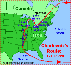 Map of Charlevoix's Route