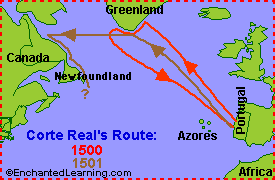 Map of Corte Real's Route