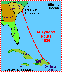 Map of de Ayllón's Route