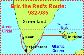 Map of Eric the Red's Route