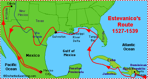 Map of Estevanico's Route
