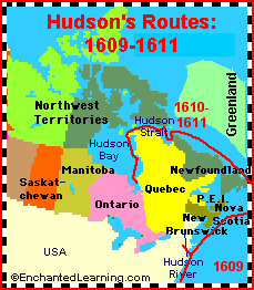 Map of Hudson's Routes