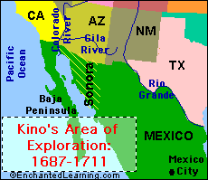 Kino's Area of exploration: 1687-1711