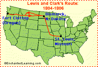 Map of Lewis and Clark's Route.