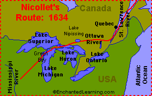 Map of Nicollet's Route