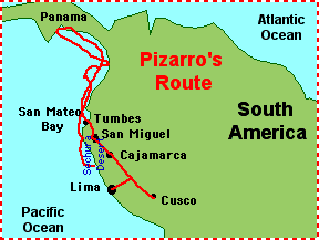 Map of Pizarro's Route