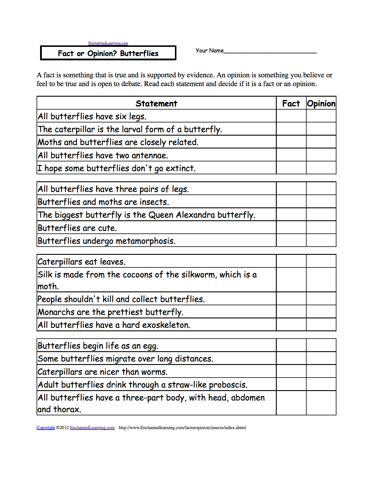 Fact or Opinion? Checkmark Worksheets to Print - EnchantedLearning.com In I Feel Statements Worksheet