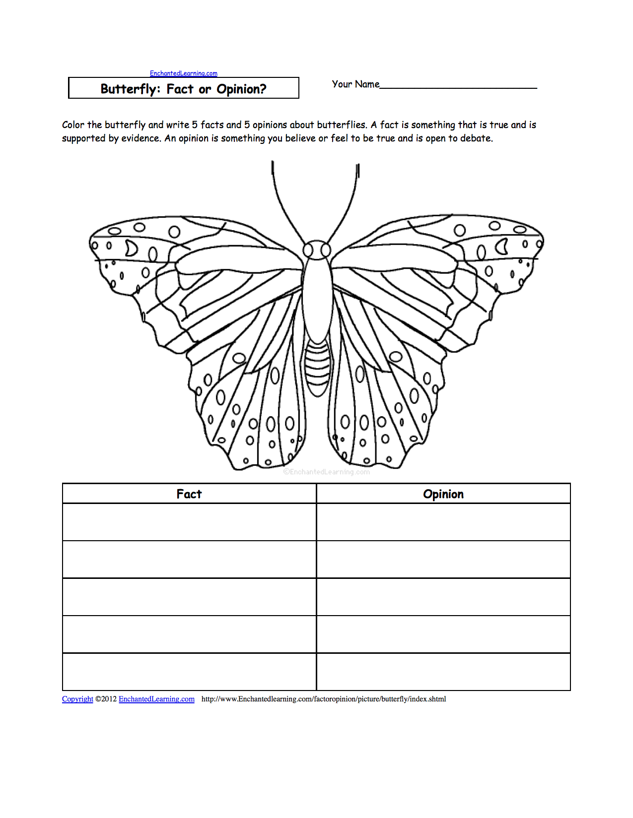 Butterfly Writing Activities at EnchantedLearning.com