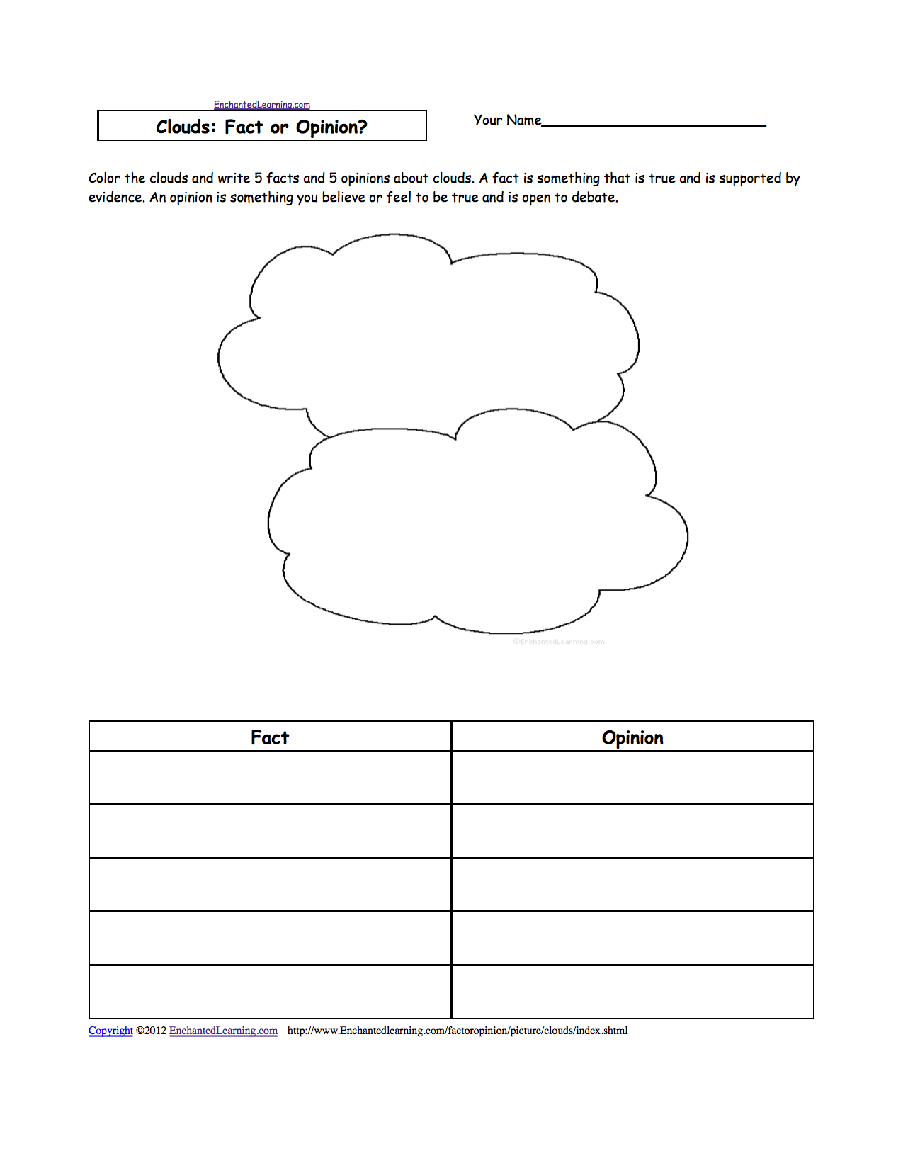Clouds - ENCHANTED LEARNING Within Types Of Clouds Worksheet