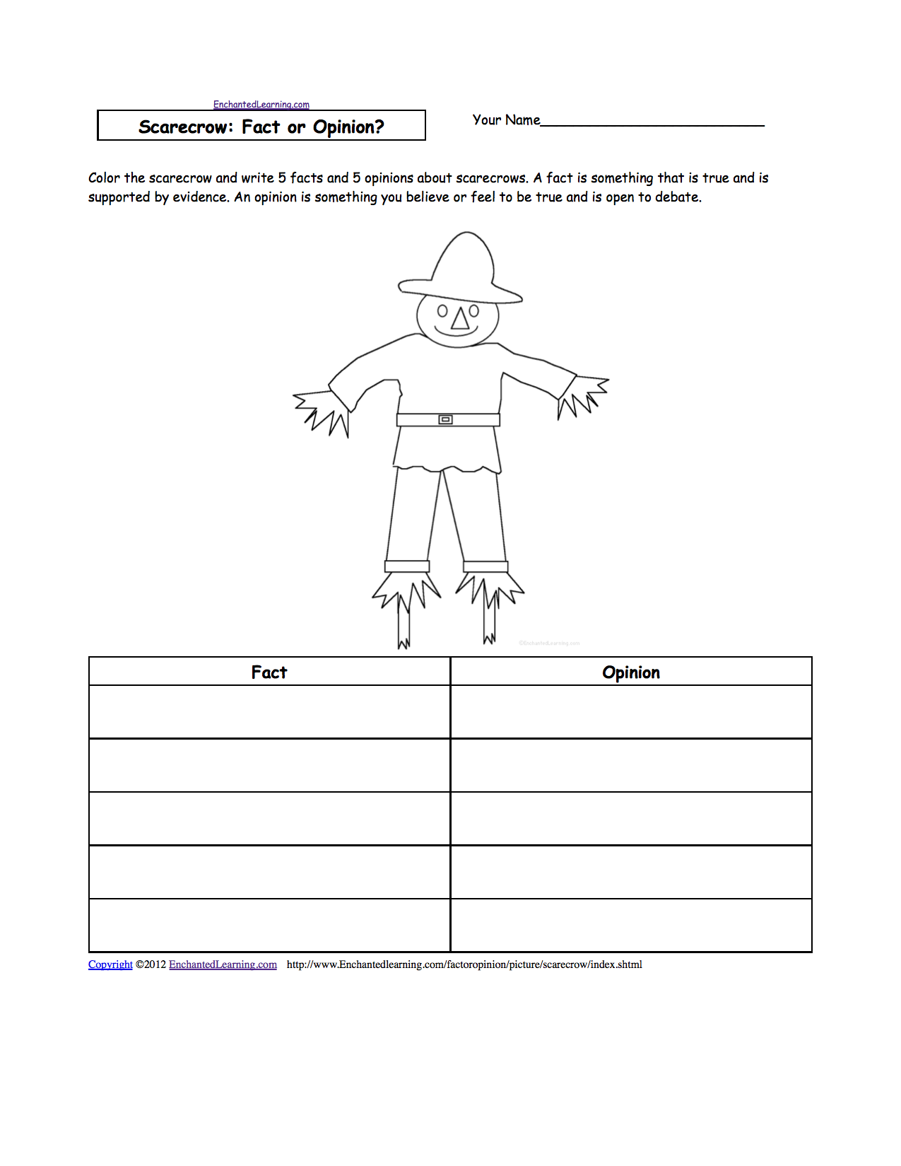 Scarecrow Activities At EnchantedLearning