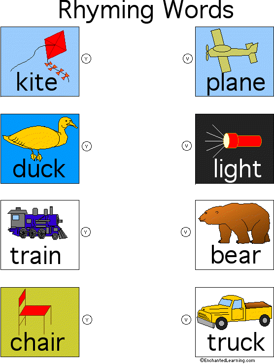 File Folder Games: Words that Rhyme Page 2 (color) - Enchanted Learning  Software