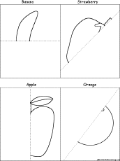 Search result: 'Symmetrical Fruit Pictures: Finish the Drawing Printout'