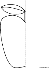 Search result: 'Symmetrical Apple Picture: Finish the Drawing and Fill in the Missing Letters Printout'