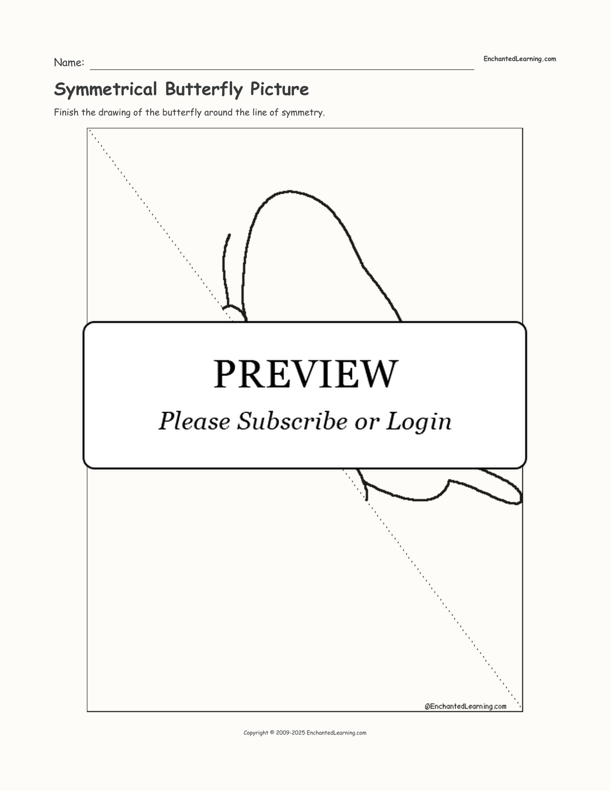 Symmetrical Butterfly Picture interactive worksheet page 1