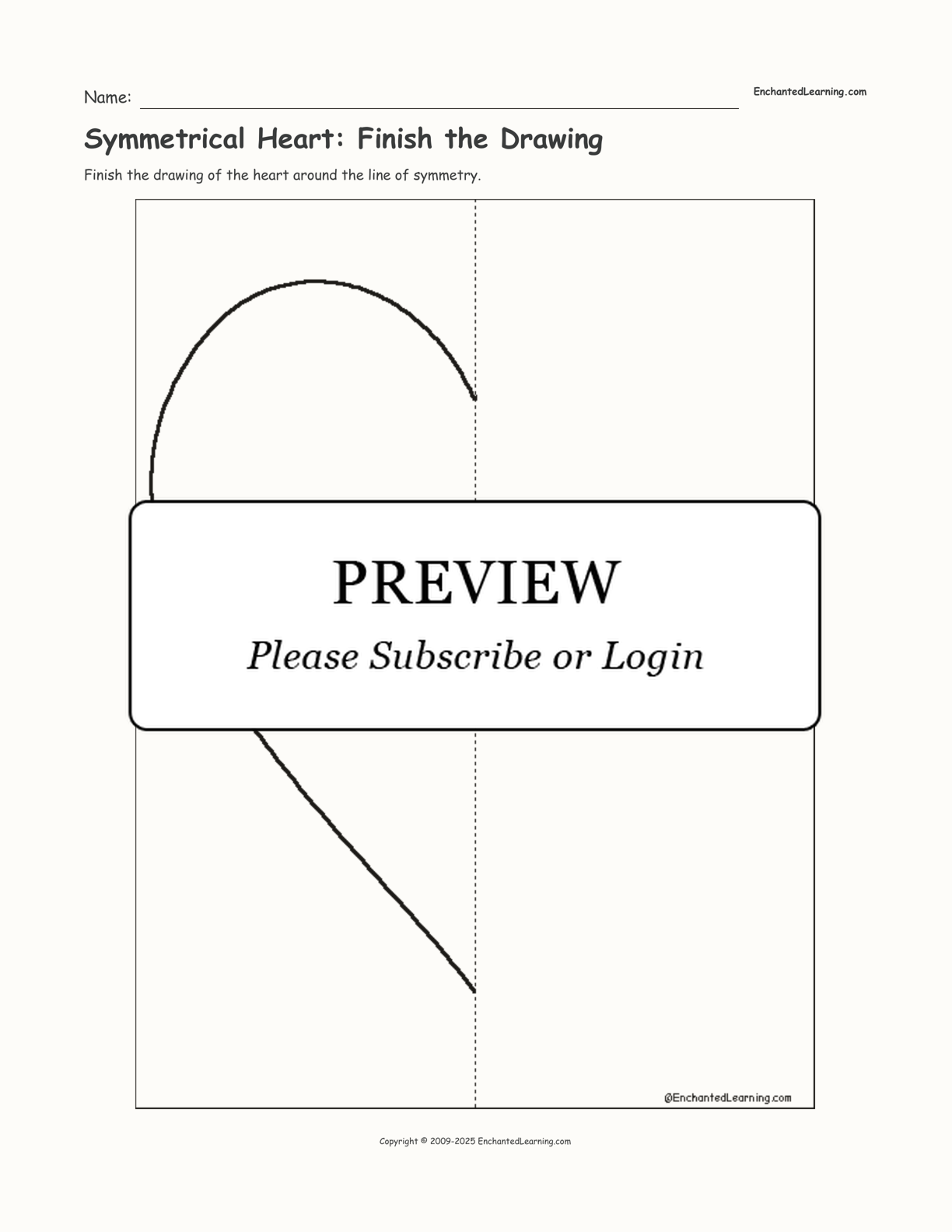 Symmetrical Heart: Finish the Drawing interactive worksheet page 1