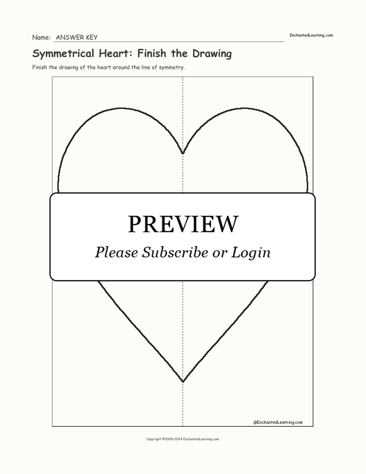 Symmetrical Heart: Finish the Drawing interactive worksheet page 2