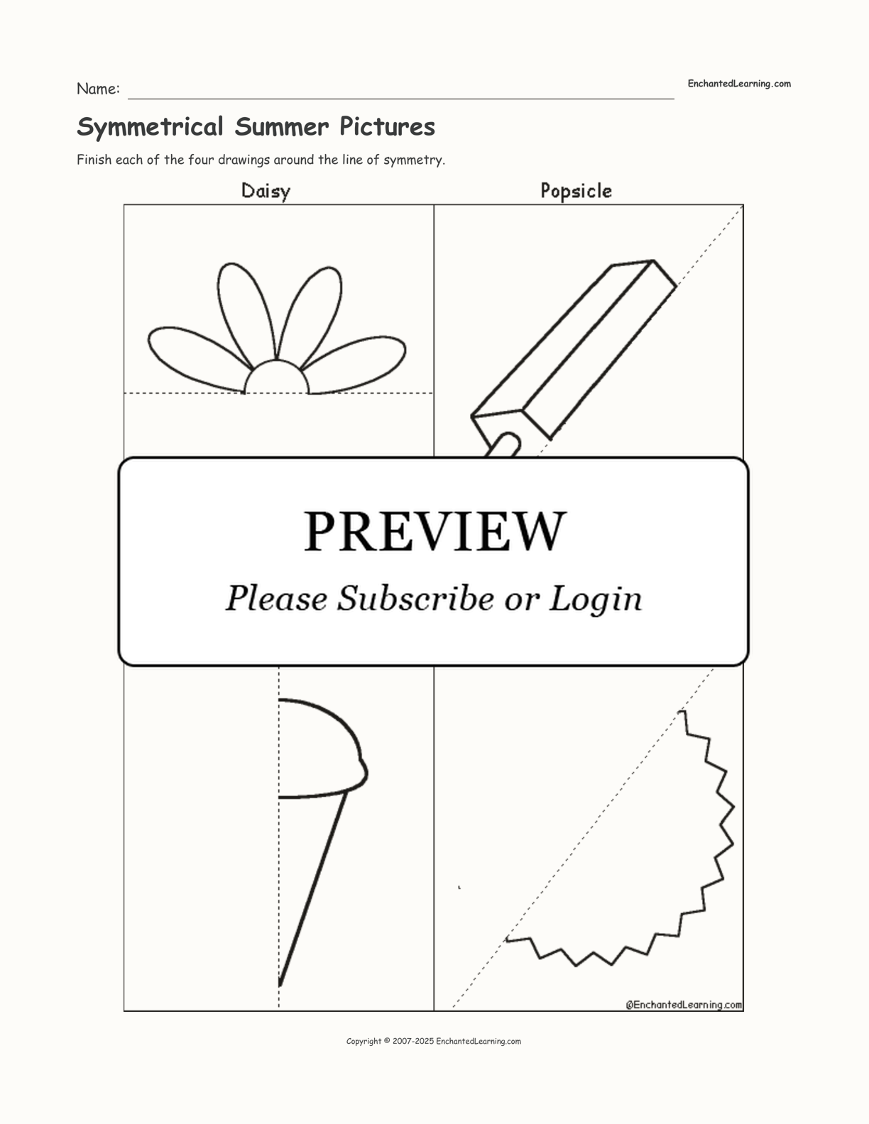 Symmetrical Summer Pictures interactive worksheet page 1