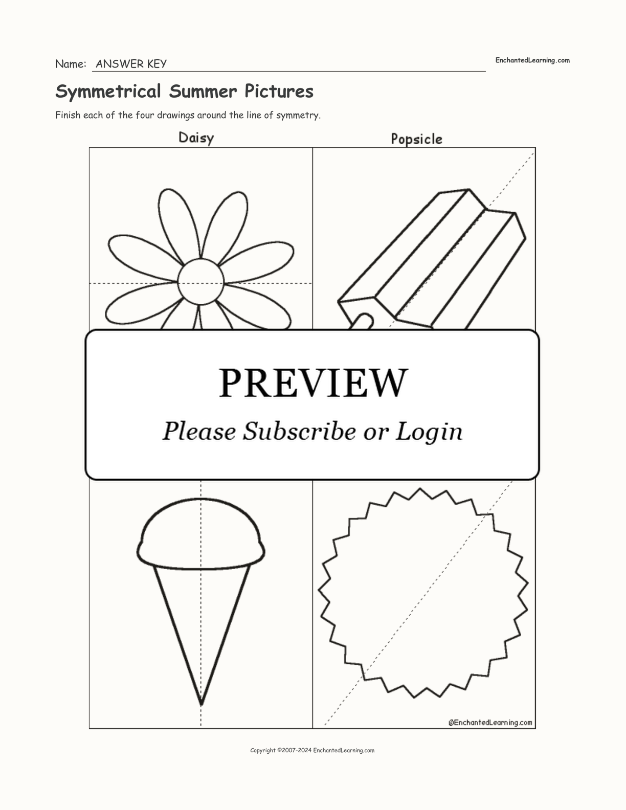 Symmetrical Summer Pictures interactive worksheet page 2