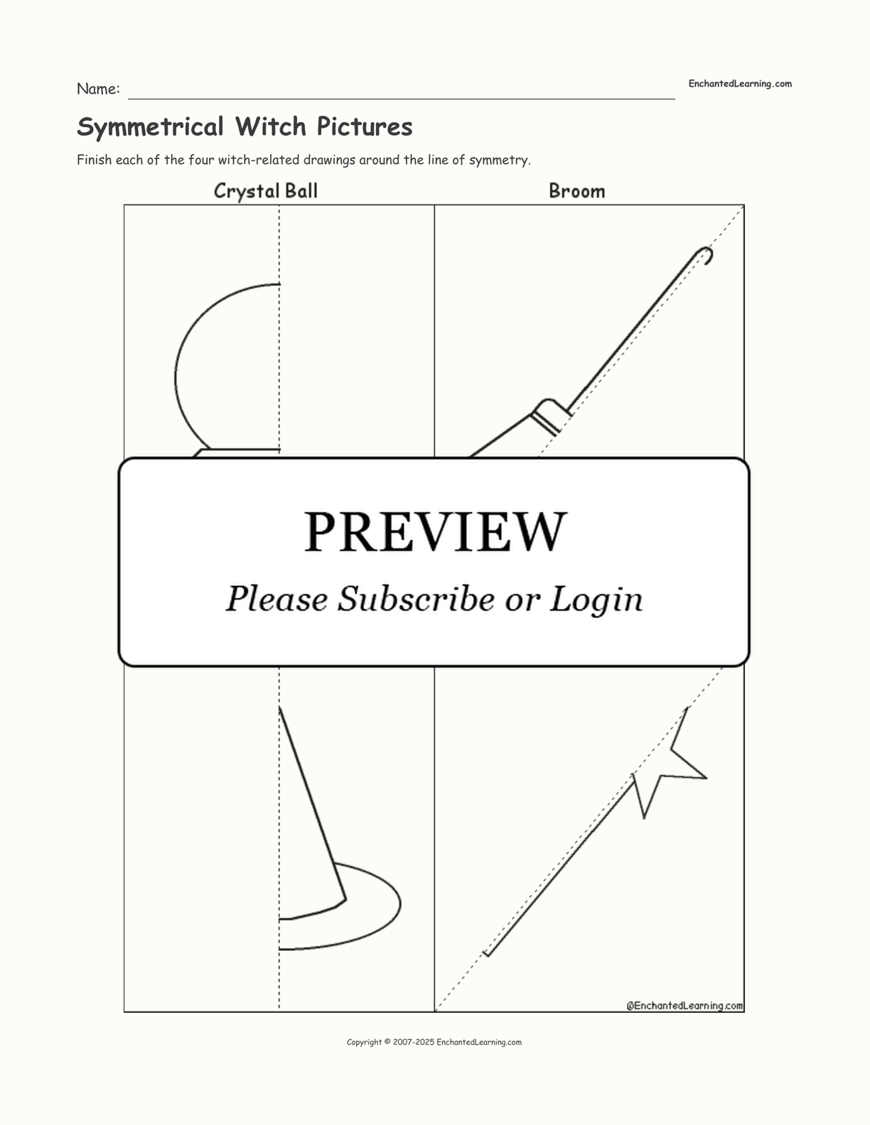 Symmetrical Witch Pictures interactive worksheet page 1