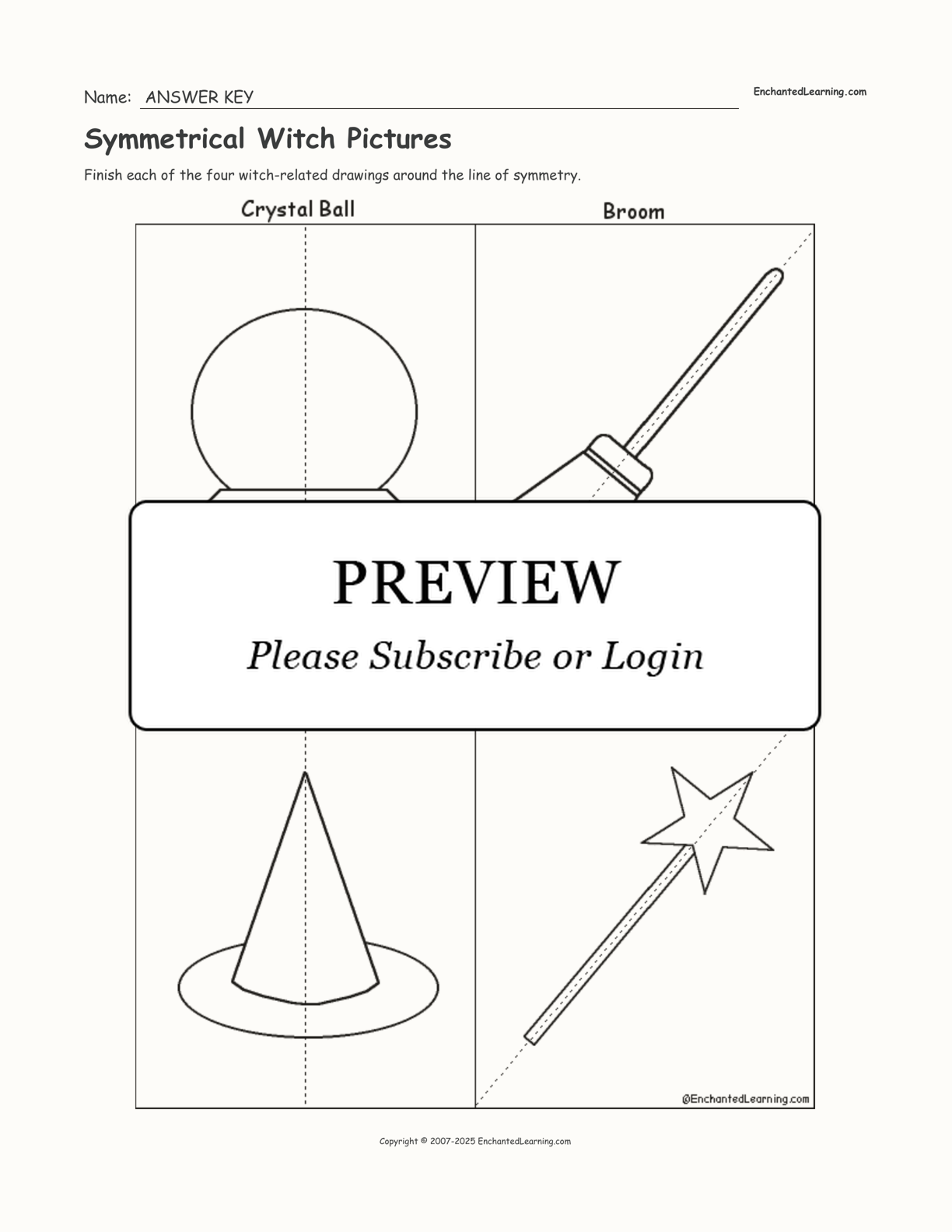 Symmetrical Witch Pictures interactive worksheet page 2