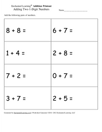 Search result: 'Generate Addition Worksheets: One Digit + One Digit'