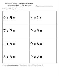 Search result: 'Generate Multiplication Worksheets: One Digit + One Digit'