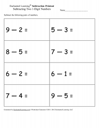 Search result: 'Generate Subtraction Worksheets: One Digit + One Digit'