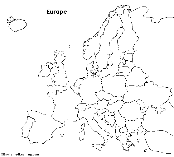 Outline Map Europe Enchantedlearning Com