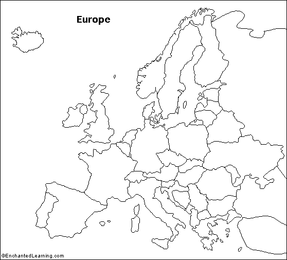 Outline Map Europe - EnchantedLearning.com