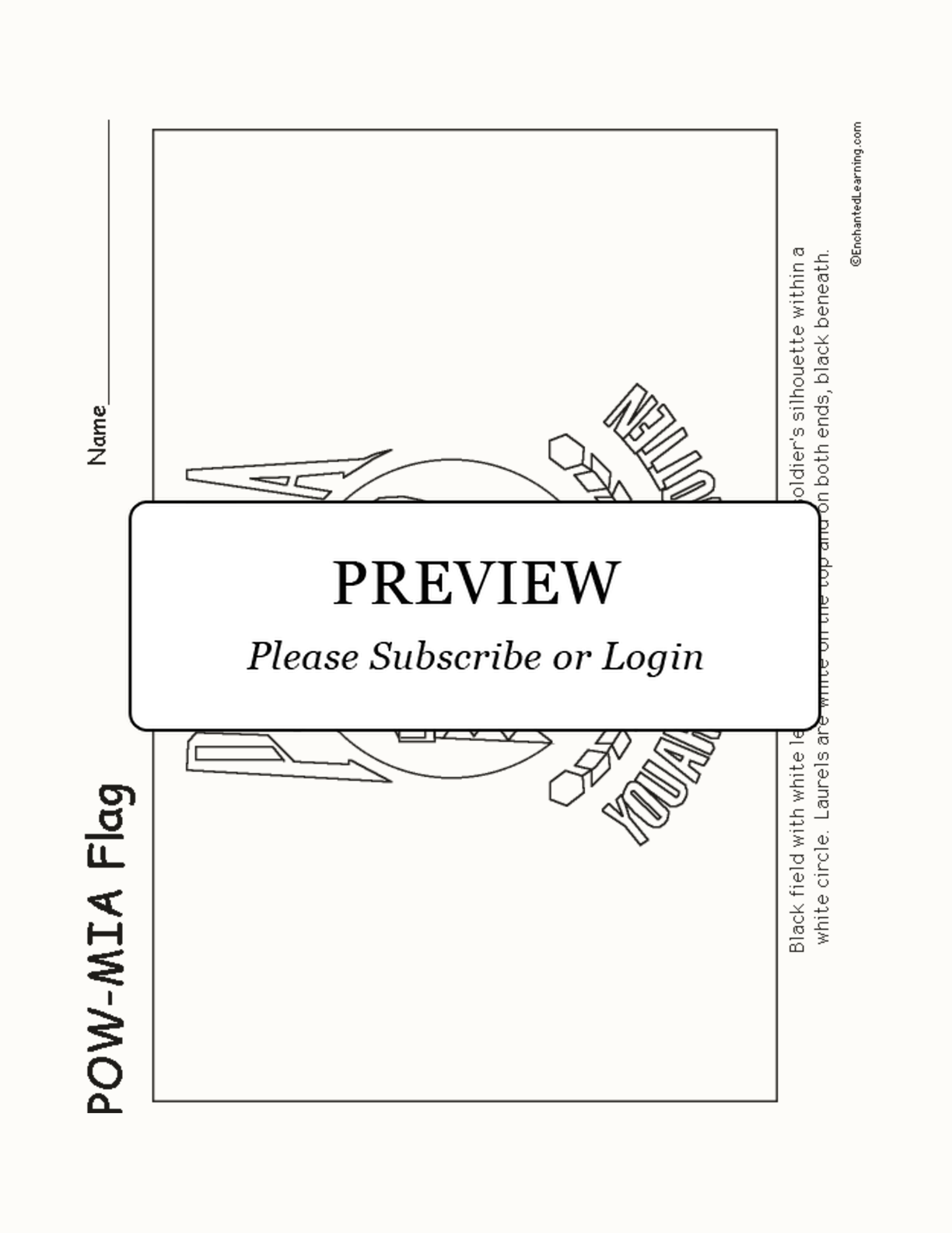 POW-MIA Flag Printout interactive printout page 1