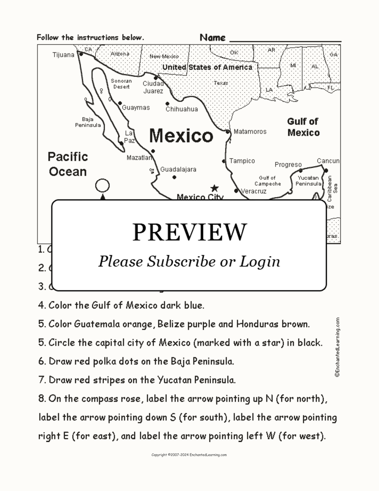 Mexico - Follow the Instructions interactive worksheet page 1