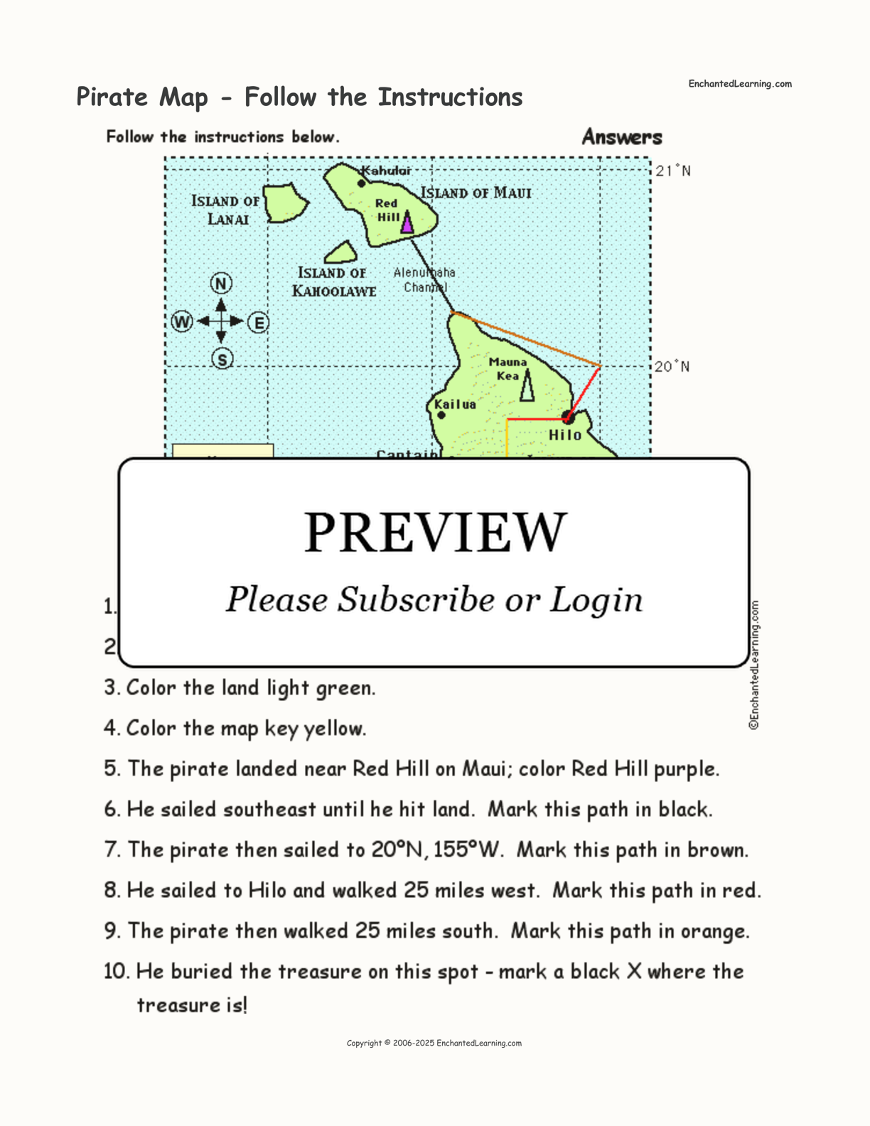 Pirate Map - Follow the Instructions interactive worksheet page 2