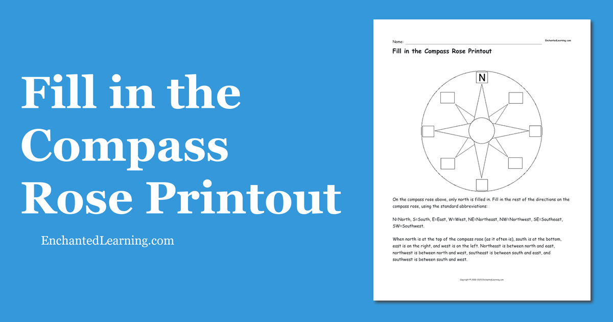fill-in-the-compass-rose-printout-enchanted-learning for Free Printable Compass Rose Worksheets Fill in the Compass Rose Printout - Enchanted Learning for Free Printable Compass Rose Worksheets