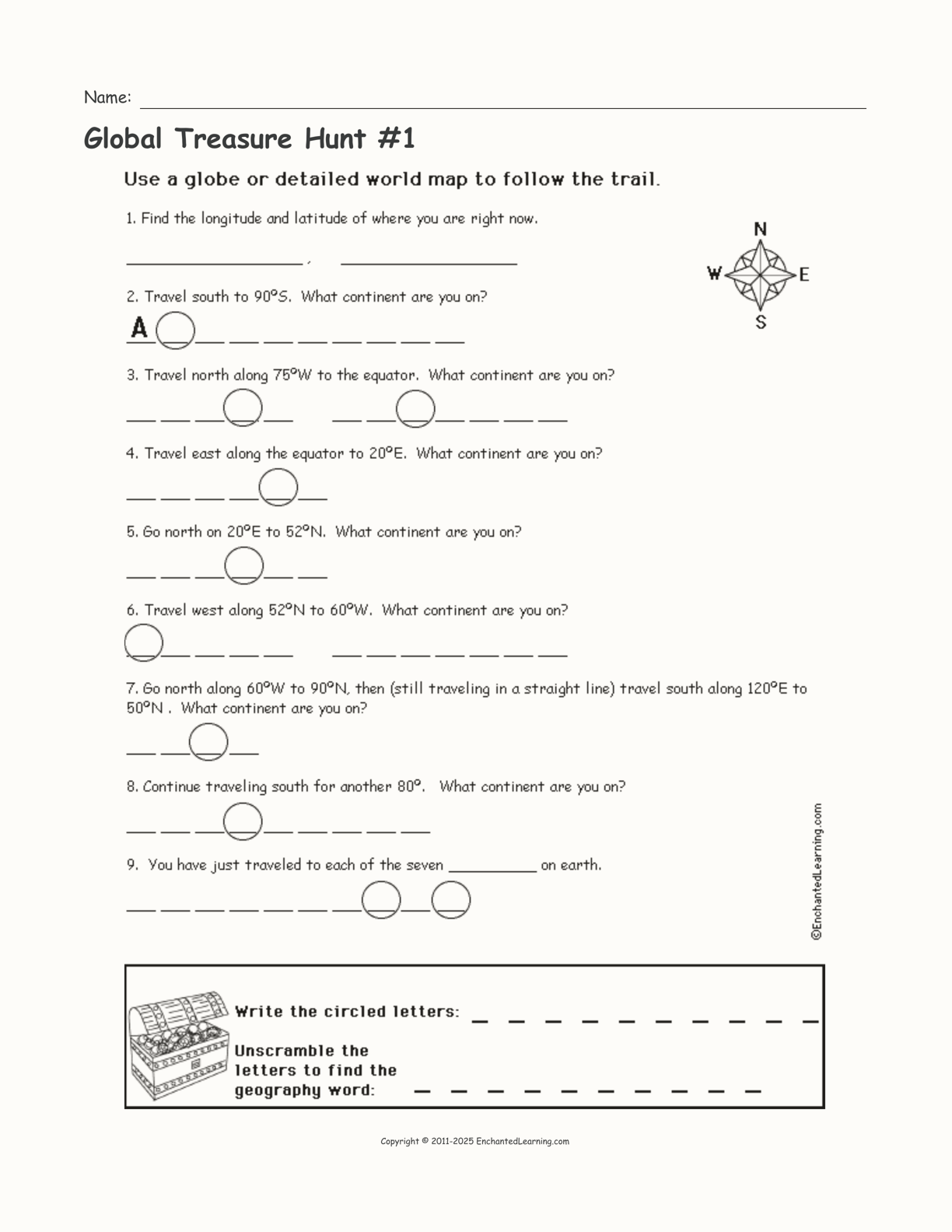 Global Treasure Hunt #1 interactive worksheet page 1