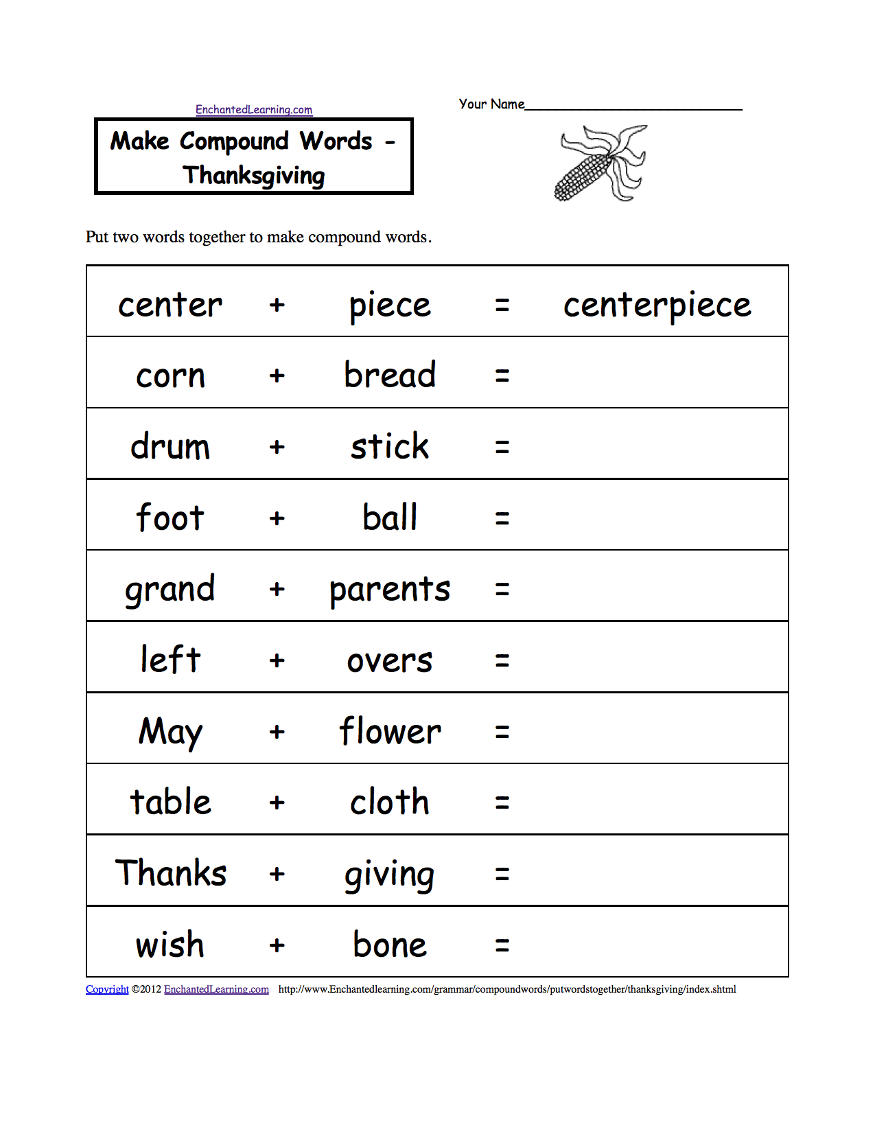 Thanksgiving Spelling Worksheets - EnchantedLearning.com Intended For 6th Grade Spelling Worksheet