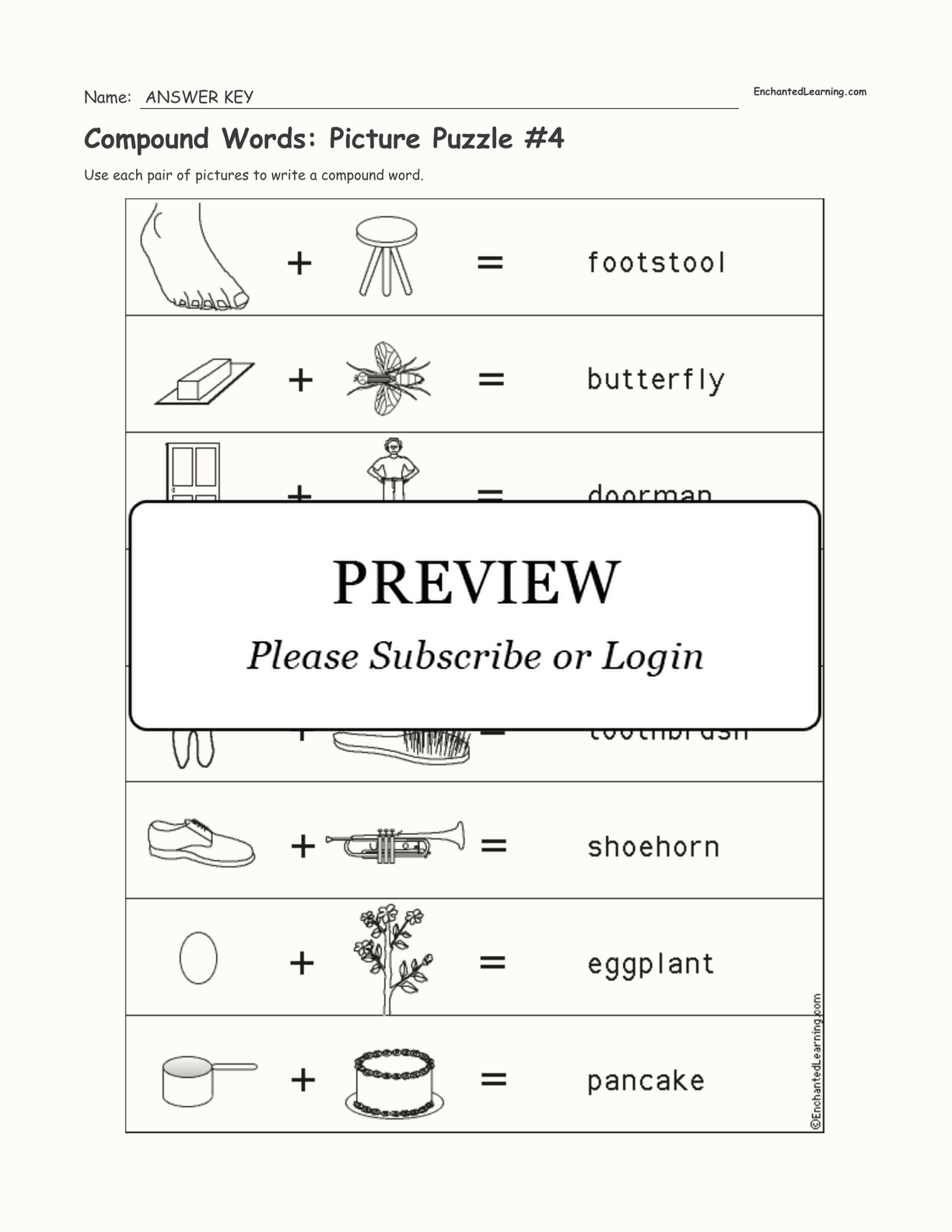 Compound Words: Picture Puzzle #4 interactive worksheet page 2