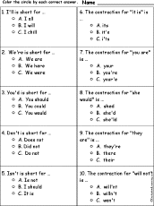 Contraction Chart Grammar